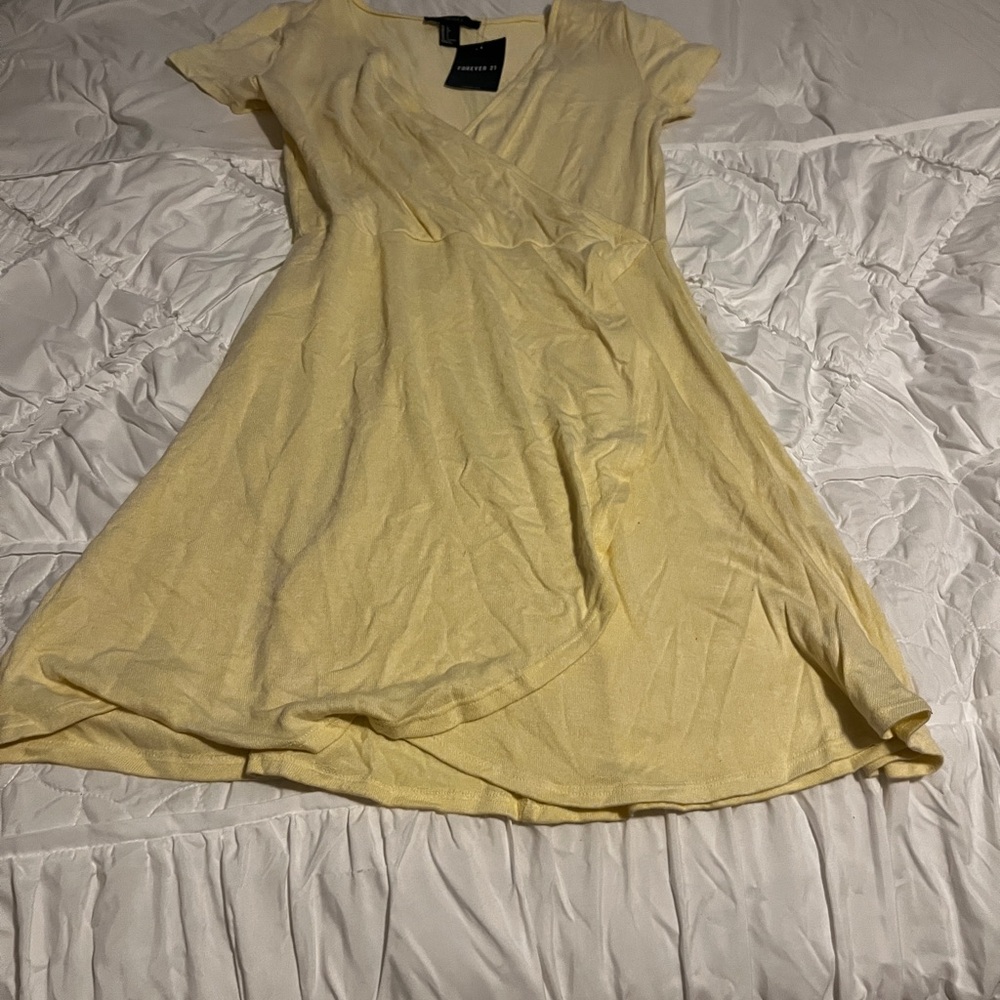 Forever 21 Yellow Flutter Sleeve Sundress